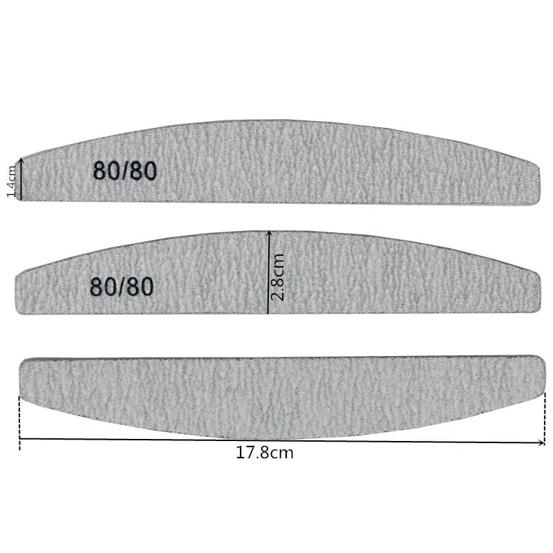 100 Stück/Packung graue Nagelfeile, Körnung 80/80, professionelle Acryl-Nagelkunst, Limette, doppelseitige Nägel, Pediküre-Werkzeuge, Diamant-Designs