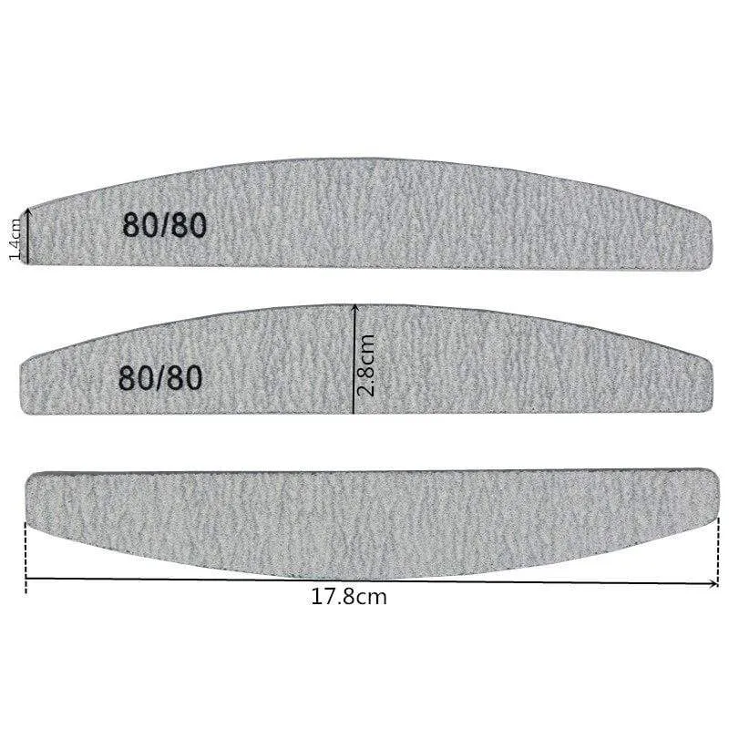 100 Stück/Packung graue Nagelfeile, Körnung 80/80, professionelle Acryl-Nagelkunst, Limette, doppelseitige Nägel, Pediküre-Werkzeuge, Diamant-Designs
