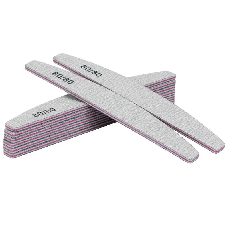 100 Stück/Packung graue Nagelfeile, Körnung 80/80, professionelle Acryl-Nagelkunst, Limette, doppelseitige Nägel, Pediküre-Werkzeuge, Diamant-Designs