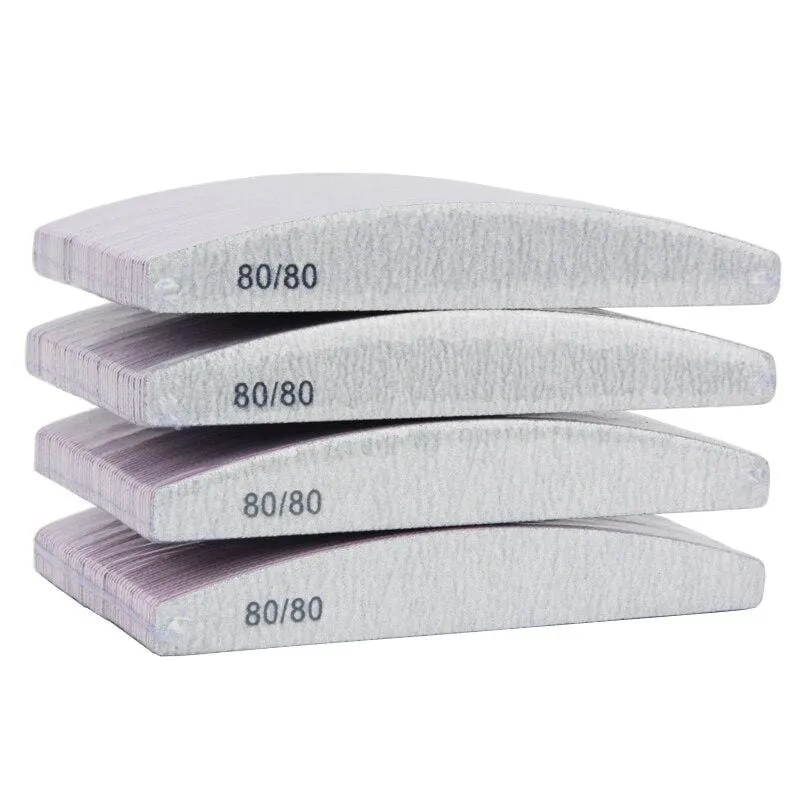 100 Stück/Packung graue Nagelfeile, Körnung 80/80, professionelle Acryl-Nagelkunst, Limette, doppelseitige Nägel, Pediküre-Werkzeuge, Diamant-Designs
