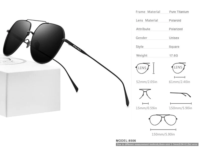 Polarisierte Sonnenbrille aus Titan für Herren, Markendesign, quadratische Sonnenbrille für Männer 2019, neue Modelle zum Autofahren im Freien, UV400-Schutz, 8506