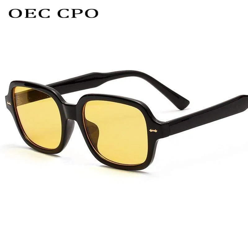 Mode Unisex Square Sonnenbrille Männer Frauen Mode Kleiner Rahmen Gelbe Sonnenbrille Weiblich Retro Niet Brille UV400 O403