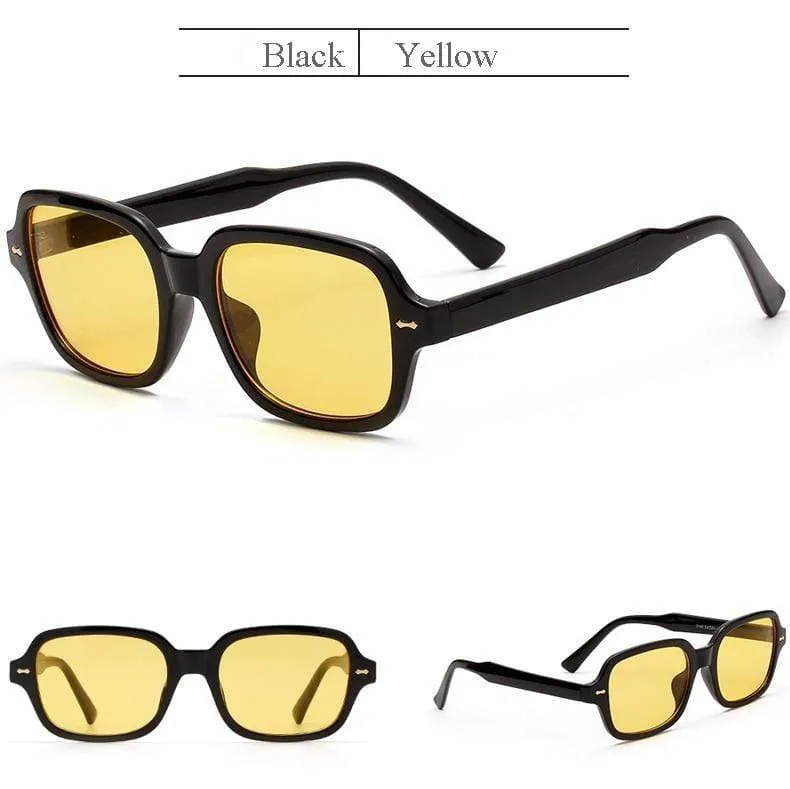 Mode Unisex Square Sonnenbrille Männer Frauen Mode Kleiner Rahmen Gelbe Sonnenbrille Weiblich Retro Niet Brille UV400 O403