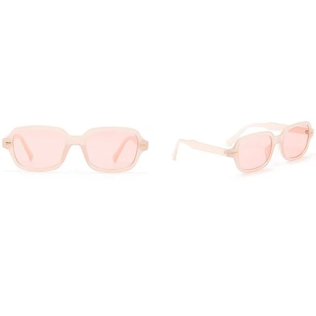 Mode Unisex Square Sonnenbrille Männer Frauen Mode Kleiner Rahmen Gelbe Sonnenbrille Weiblich Retro Niet Brille UV400 O403