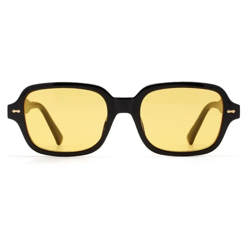 Mode Unisex Square Sonnenbrille Männer Frauen Mode Kleiner Rahmen Gelbe Sonnenbrille Weiblich Retro Niet Brille UV400 O403