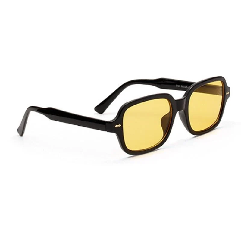 Mode Unisex Square Sonnenbrille Männer Frauen Mode Kleiner Rahmen Gelbe Sonnenbrille Weiblich Retro Niet Brille UV400 O403