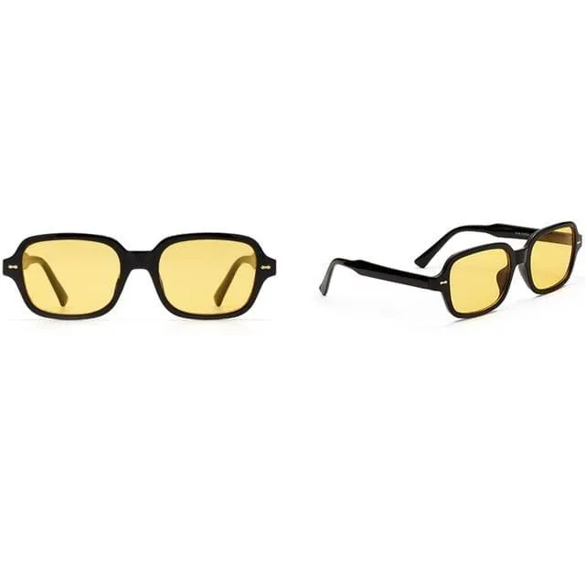 Mode Unisex Square Sonnenbrille Männer Frauen Mode Kleiner Rahmen Gelbe Sonnenbrille Weiblich Retro Niet Brille UV400 O403