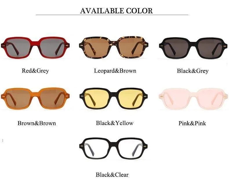 Mode Unisex Square Sonnenbrille Männer Frauen Mode Kleiner Rahmen Gelbe Sonnenbrille Weiblich Retro Niet Brille UV400 O403