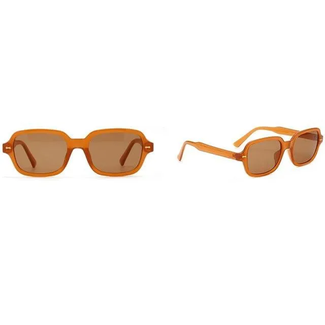 Mode Unisex Square Sonnenbrille Männer Frauen Mode Kleiner Rahmen Gelbe Sonnenbrille Weiblich Retro Niet Brille UV400 O403