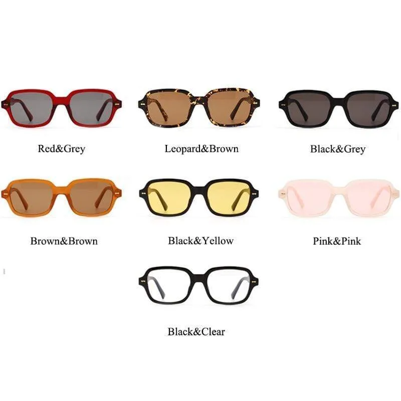 Mode Unisex Square Sonnenbrille Männer Frauen Mode Kleiner Rahmen Gelbe Sonnenbrille Weiblich Retro Niet Brille UV400 O403