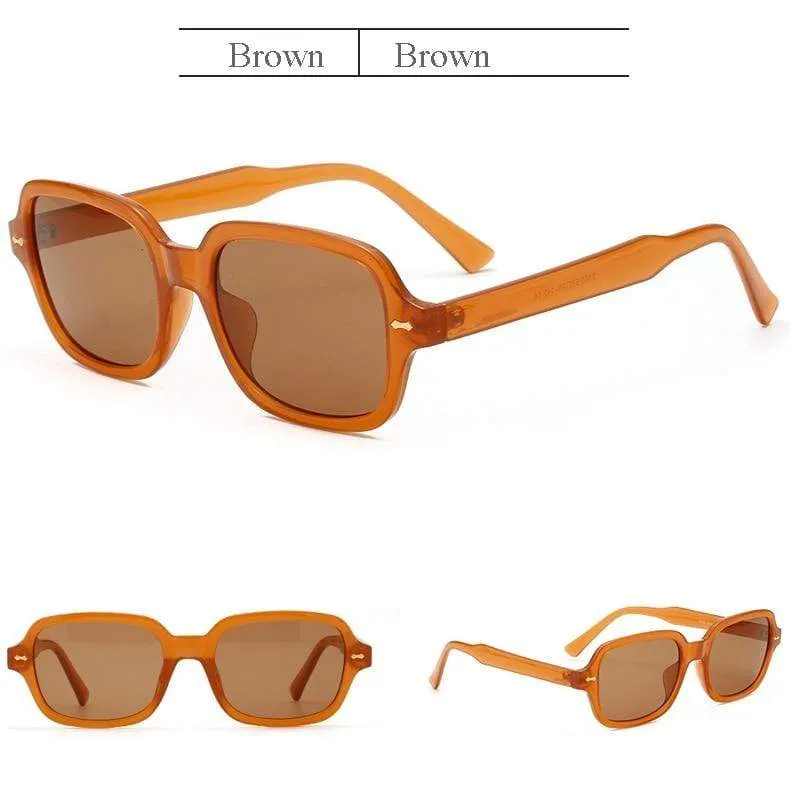 Mode Unisex Square Sonnenbrille Männer Frauen Mode Kleiner Rahmen Gelbe Sonnenbrille Weiblich Retro Niet Brille UV400 O403
