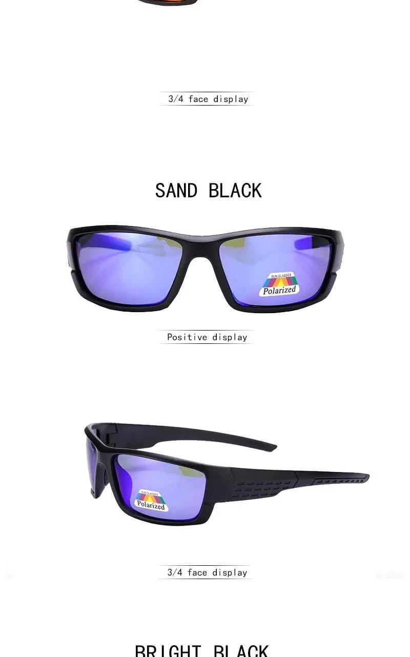 Polarisierte Sonnenbrillen Herren Markendesigner Square Sports Sonnenbrillen für Männer mit schwarzer Rahmenbrille UV400 okulary
