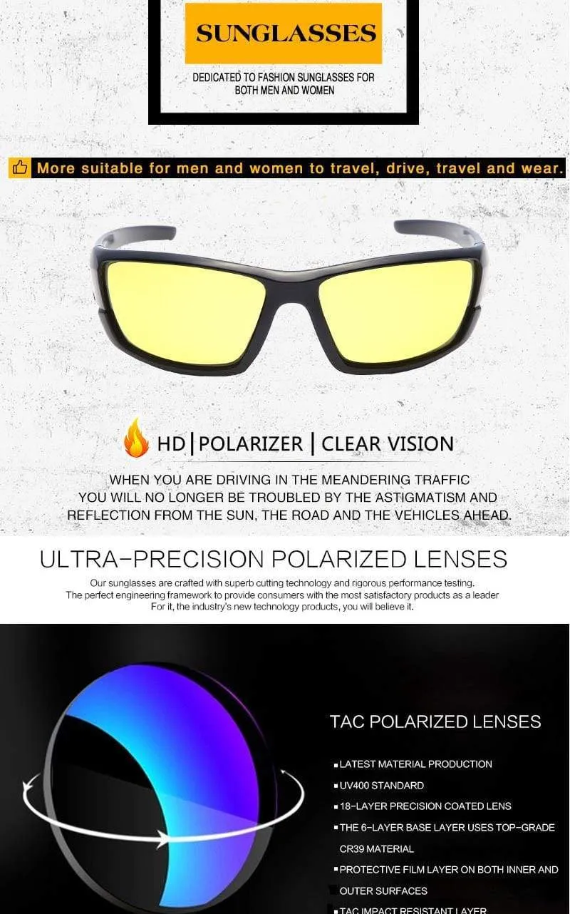 Polarisierte Sonnenbrillen Herren Markendesigner Square Sports Sonnenbrillen für Männer mit schwarzer Rahmenbrille UV400 okulary