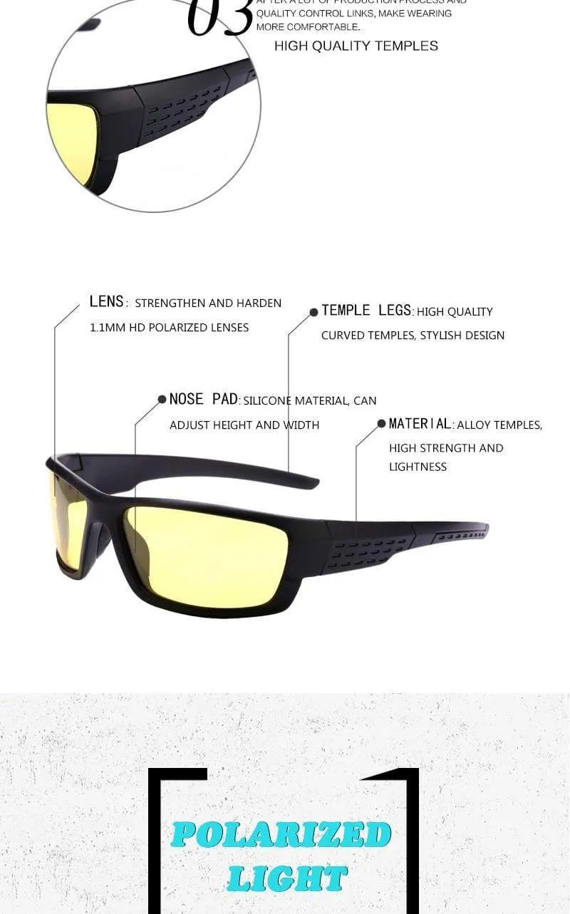 Polarisierte Sonnenbrillen Herren Markendesigner Square Sports Sonnenbrillen für Männer mit schwarzer Rahmenbrille UV400 okulary