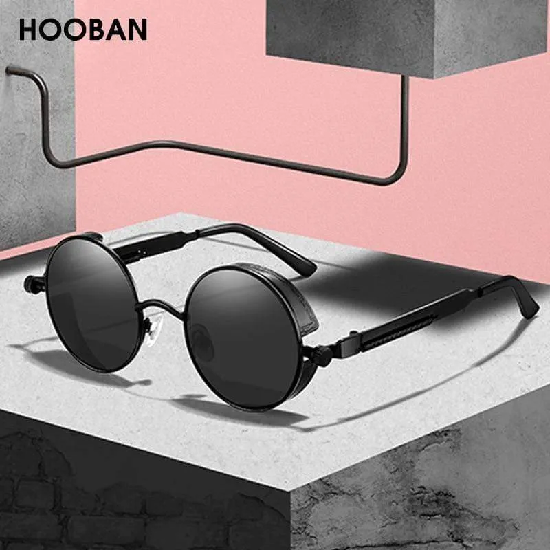 Klassische Steampunk-Sonnenbrille für Herren und Damen, Retro, Gothic, runde Herrenbrille, modische Metall-Fahrbrille, UV400