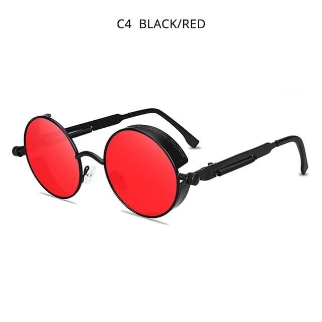 Klassische Steampunk-Sonnenbrille für Herren und Damen, Retro, Gothic, runde Herrenbrille, modische Metall-Fahrbrille, UV400