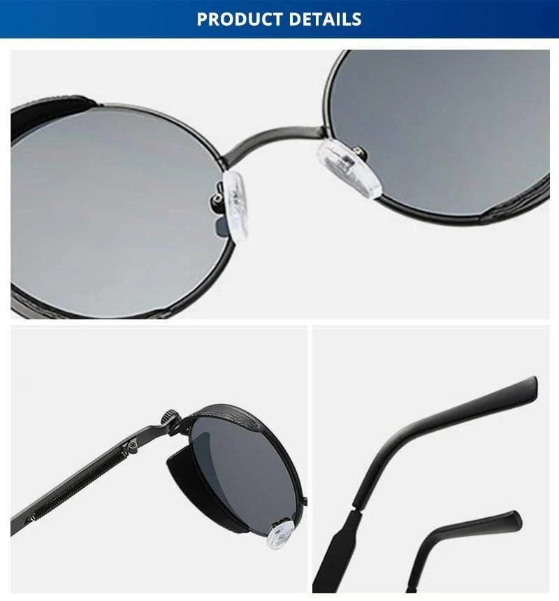 Klassische Steampunk-Sonnenbrille für Herren und Damen, Retro, Gothic, runde Herrenbrille, modische Metall-Fahrbrille, UV400