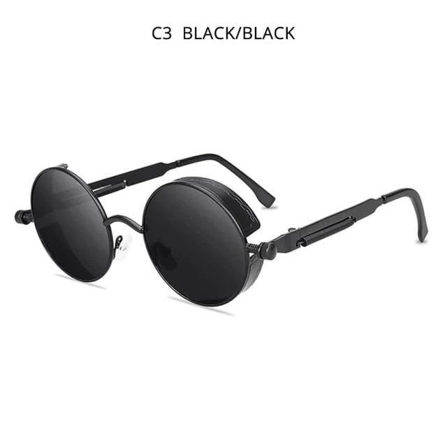 Klassische Steampunk-Sonnenbrille für Herren und Damen, Retro, Gothic, runde Herrenbrille, modische Metall-Fahrbrille, UV400