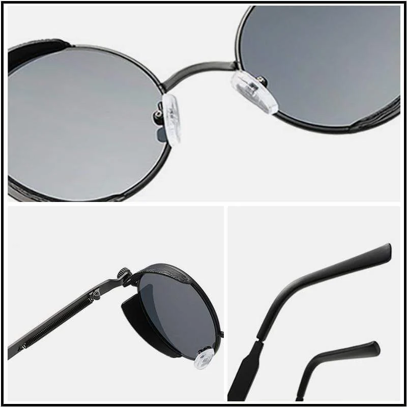 Klassische Steampunk-Sonnenbrille für Herren und Damen, Retro, Gothic, runde Herrenbrille, modische Metall-Fahrbrille, UV400