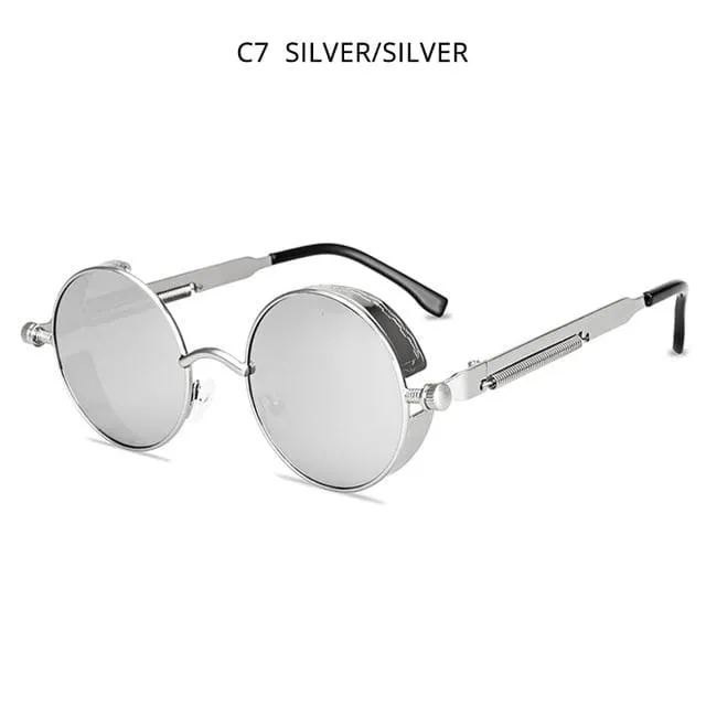Klassische Steampunk-Sonnenbrille für Herren und Damen, Retro, Gothic, runde Herrenbrille, modische Metall-Fahrbrille, UV400