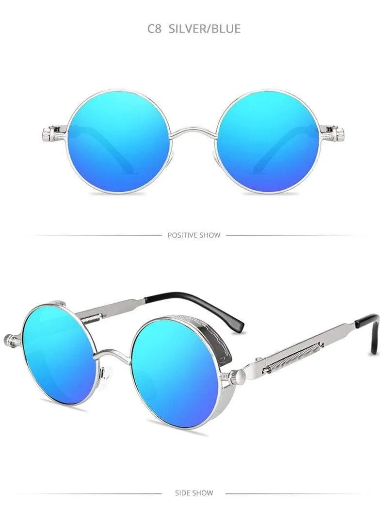 Klassische Steampunk-Sonnenbrille für Herren und Damen, Retro, Gothic, runde Herrenbrille, modische Metall-Fahrbrille, UV400