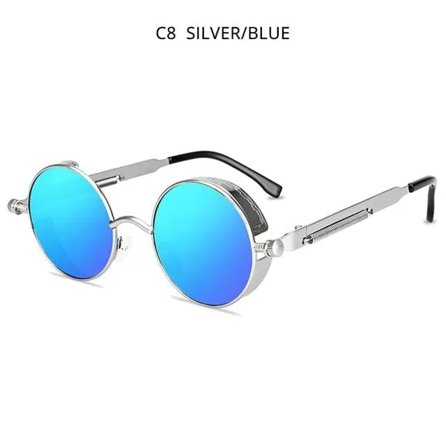 Klassische Steampunk-Sonnenbrille für Herren und Damen, Retro, Gothic, runde Herrenbrille, modische Metall-Fahrbrille, UV400