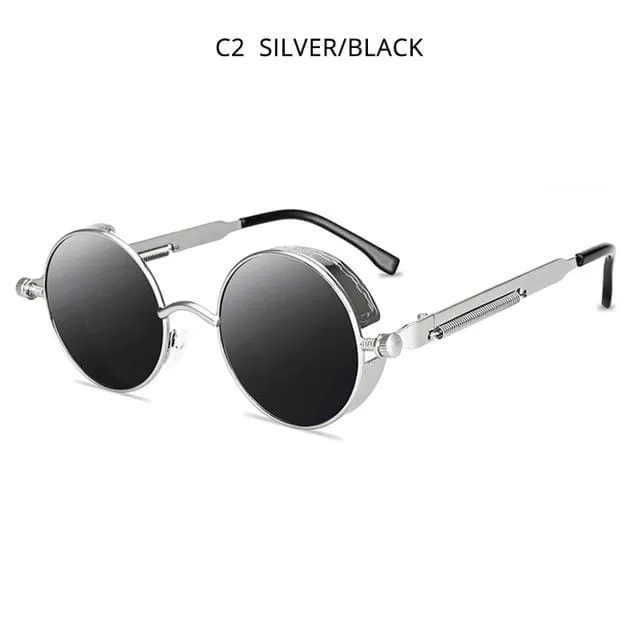 Klassische Steampunk-Sonnenbrille für Herren und Damen, Retro, Gothic, runde Herrenbrille, modische Metall-Fahrbrille, UV400