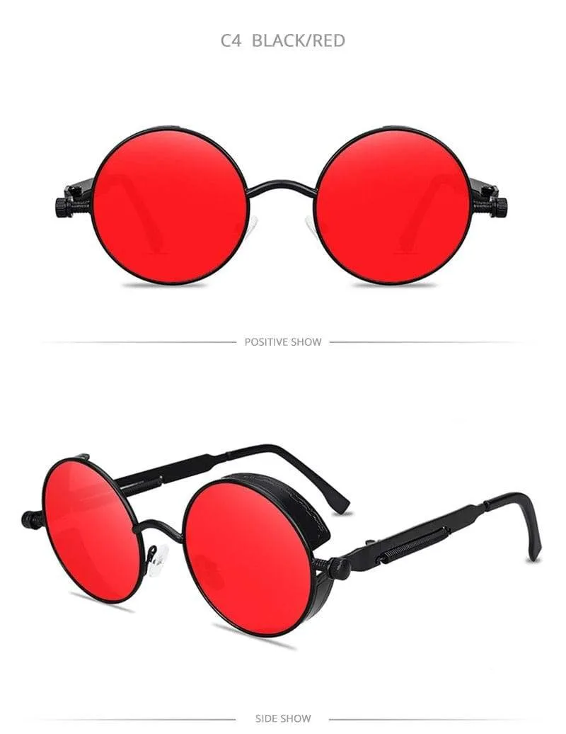 Klassische Steampunk-Sonnenbrille für Herren und Damen, Retro, Gothic, runde Herrenbrille, modische Metall-Fahrbrille, UV400