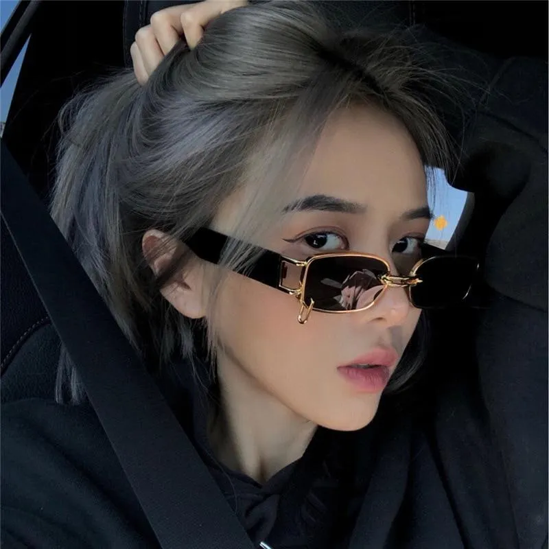 Beliebte Mode Kleine Rechteck Frauen Luxus Sonnenbrille Marke Designer Vintage Punk Männer Sonnenbrille Shades UV400