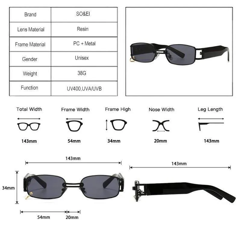 Beliebte Mode Kleine Rechteck Frauen Luxus Sonnenbrille Marke Designer Vintage Punk Männer Sonnenbrille Shades UV400