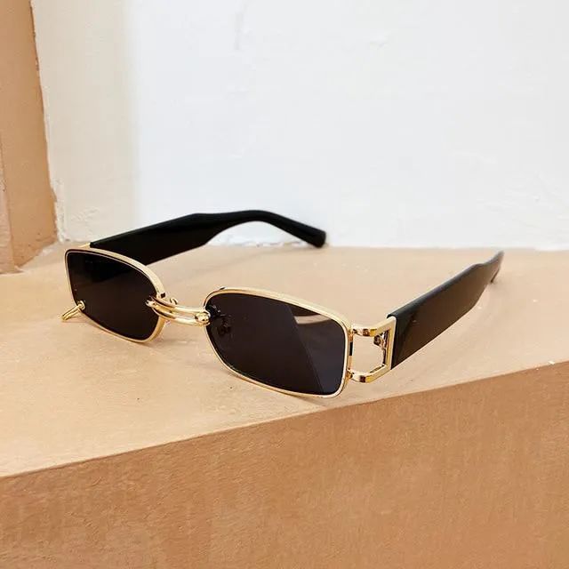 Beliebte Mode Kleine Rechteck Frauen Luxus Sonnenbrille Marke Designer Vintage Punk Männer Sonnenbrille Shades UV400