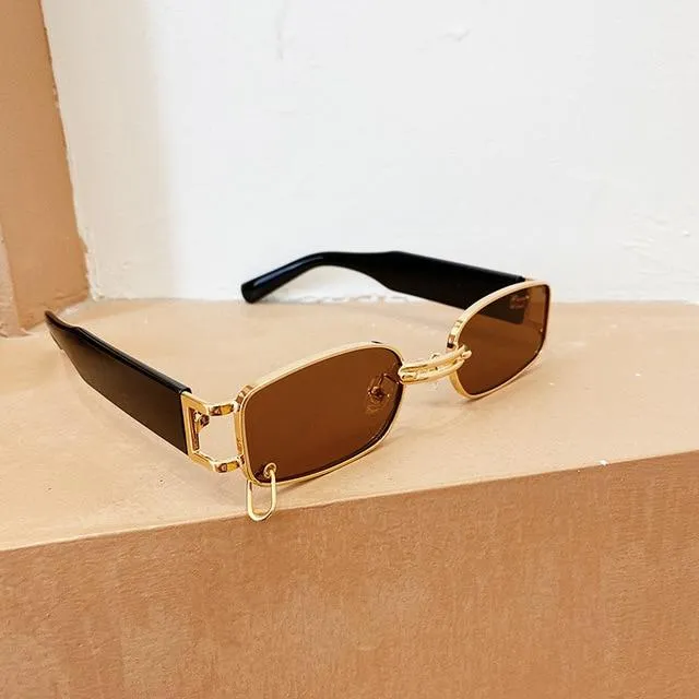 Beliebte Mode Kleine Rechteck Frauen Luxus Sonnenbrille Marke Designer Vintage Punk Männer Sonnenbrille Shades UV400