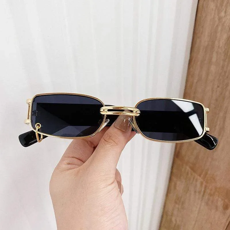 Beliebte Mode Kleine Rechteck Frauen Luxus Sonnenbrille Marke Designer Vintage Punk Männer Sonnenbrille Shades UV400