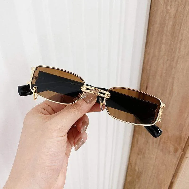 Beliebte Mode Kleine Rechteck Frauen Luxus Sonnenbrille Marke Designer Vintage Punk Männer Sonnenbrille Shades UV400