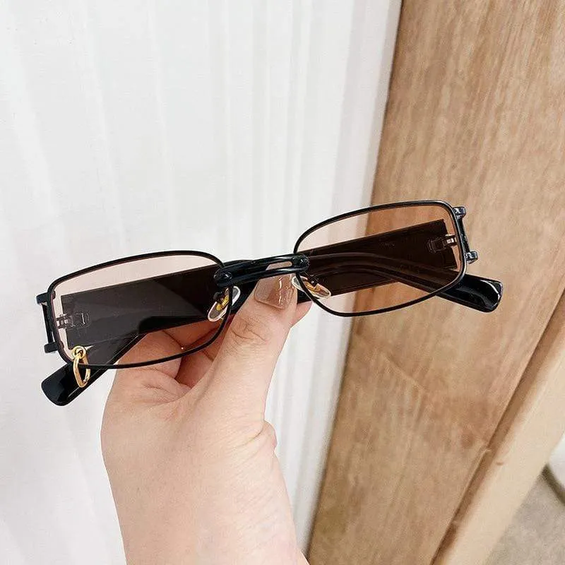 Beliebte Mode Kleine Rechteck Frauen Luxus Sonnenbrille Marke Designer Vintage Punk Männer Sonnenbrille Shades UV400