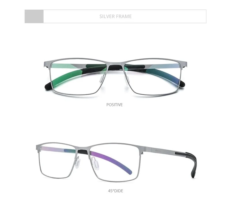 Titan-Brillenrahmen für Männer, quadratisch, für Myopie, optische Korrekturgläser, Rahmen für Männer 2020, rutschfeste Silikonbrille 8521