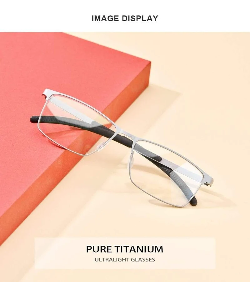 Titan-Brillenrahmen für Männer, quadratisch, für Myopie, optische Korrekturgläser, Rahmen für Männer 2020, rutschfeste Silikonbrille 8521
