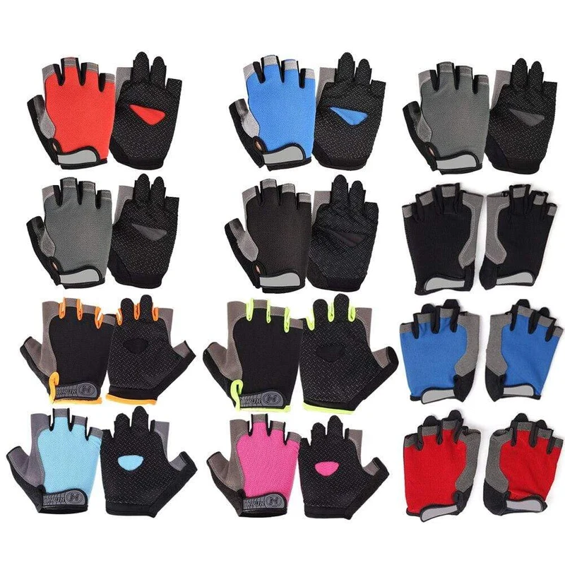 Fahrradhandschuhe, rutschfest, schweißabweisend, für Herren und Damen, Halbfinger-Handschuhe, atmungsaktiv, stoßfest, Sporthandschuhe, Fahrradhandschuh