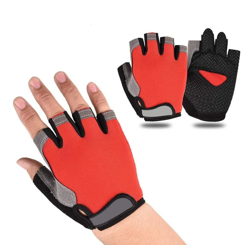 Fahrradhandschuhe, rutschfest, schweißabweisend, für Herren und Damen, Halbfinger-Handschuhe, atmungsaktiv, stoßfest, Sporthandschuhe, Fahrradhandschuh