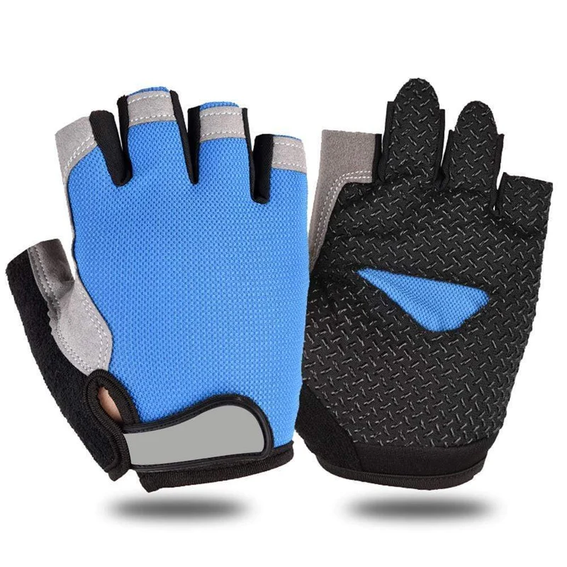 Fahrradhandschuhe, rutschfest, schweißabweisend, für Herren und Damen, Halbfinger-Handschuhe, atmungsaktiv, stoßfest, Sporthandschuhe, Fahrradhandschuh