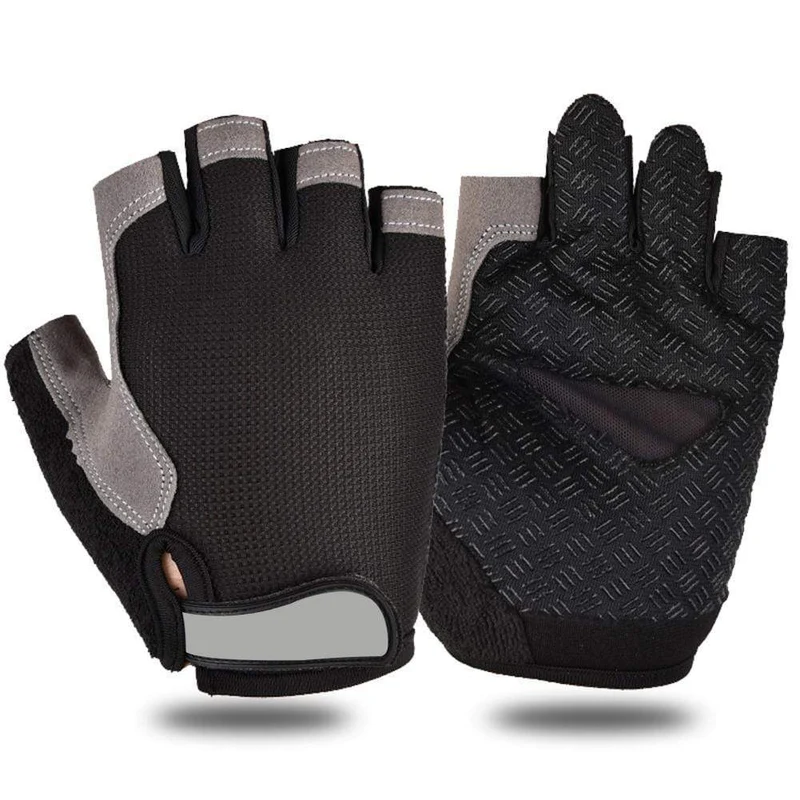 Fahrradhandschuhe, rutschfest, schweißabweisend, für Herren und Damen, Halbfinger-Handschuhe, atmungsaktiv, stoßfest, Sporthandschuhe, Fahrradhandschuh