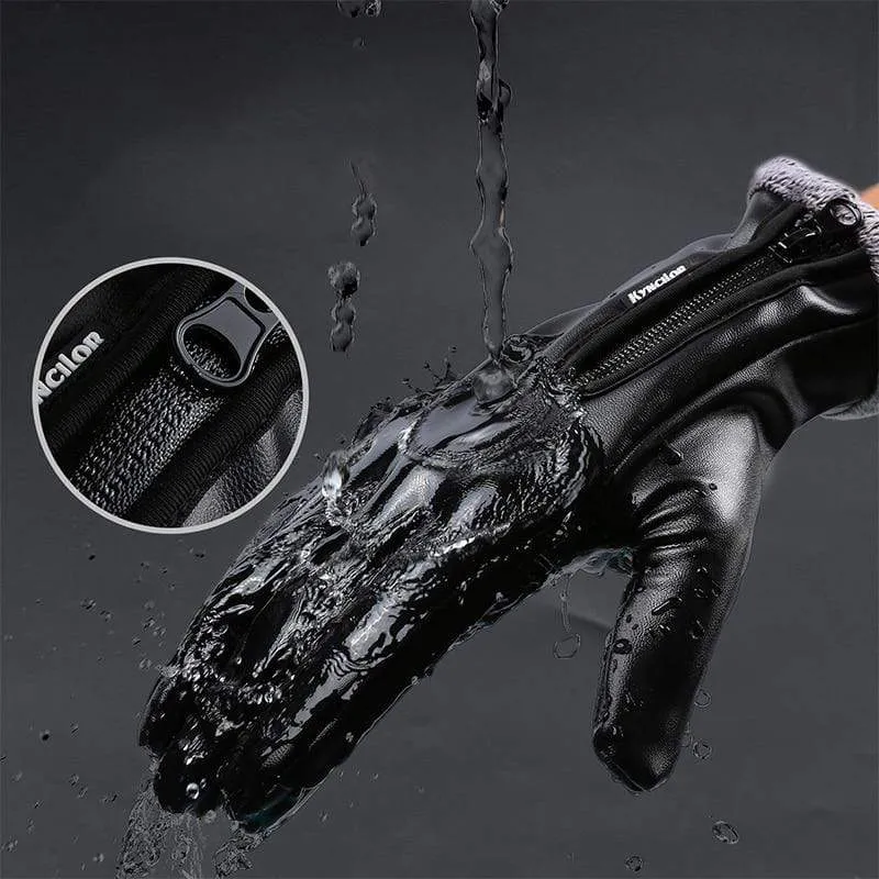 Herbst Winter Herren Touchscreen Lederhandschuhe Wasserdicht Damen Mode Cool Schwarz Samt Warm Outdoor Winddicht Rutschfeste Handschuhe