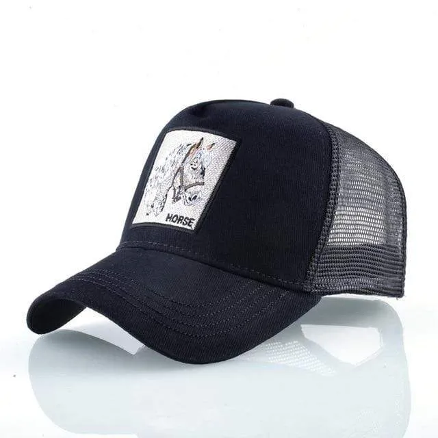 Tiere Stickerei Baseball Caps Männer Frauen Snapback Hip Hop Hut Sommer Atmungsaktive Mesh Sonne Gorras Unisex Streetwear Knochen