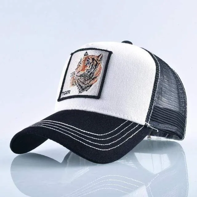 Tiere Stickerei Baseball Caps Männer Frauen Snapback Hip Hop Hut Sommer Atmungsaktive Mesh Sonne Gorras Unisex Streetwear Knochen