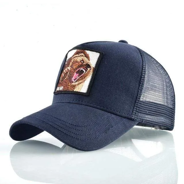 Tiere Stickerei Baseball Caps Männer Frauen Snapback Hip Hop Hut Sommer Atmungsaktive Mesh Sonne Gorras Unisex Streetwear Knochen