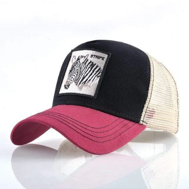 Tiere Stickerei Baseball Caps Männer Frauen Snapback Hip Hop Hut Sommer Atmungsaktive Mesh Sonne Gorras Unisex Streetwear Knochen