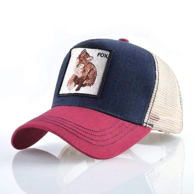 Tiere Stickerei Baseball Caps Männer Frauen Snapback Hip Hop Hut Sommer Atmungsaktive Mesh Sonne Gorras Unisex Streetwear Knochen
