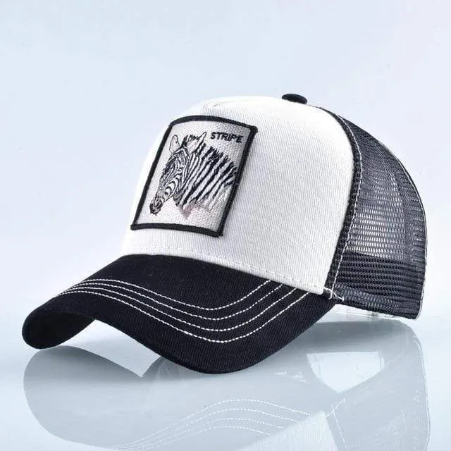 Tiere Stickerei Baseball Caps Männer Frauen Snapback Hip Hop Hut Sommer Atmungsaktive Mesh Sonne Gorras Unisex Streetwear Knochen