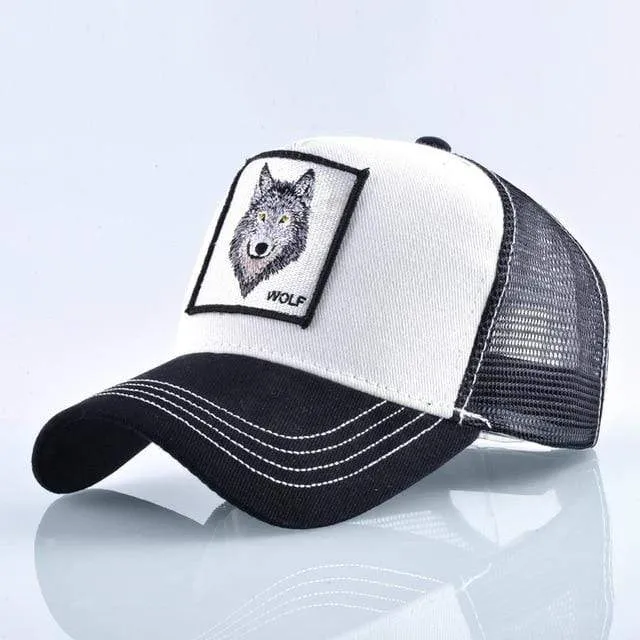 Tiere Stickerei Baseball Caps Männer Frauen Snapback Hip Hop Hut Sommer Atmungsaktive Mesh Sonne Gorras Unisex Streetwear Knochen