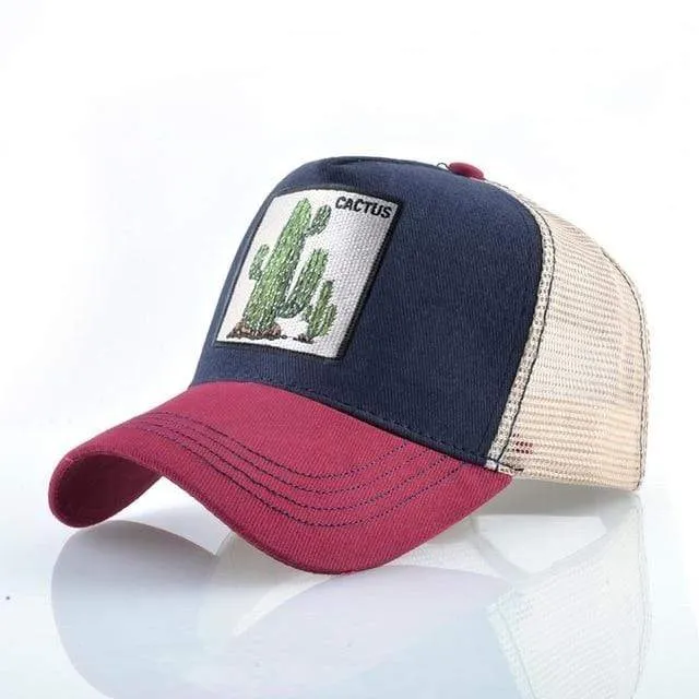 Tiere Stickerei Baseball Caps Männer Frauen Snapback Hip Hop Hut Sommer Atmungsaktive Mesh Sonne Gorras Unisex Streetwear Knochen